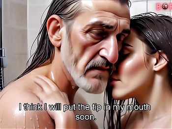 Mia - 4 - Innocent teen virgin girl suck step-grandpappas big dick in the shower - AI-3D