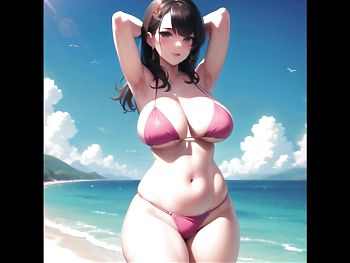 Curvy Girls Enjoying on the Beach AI Porn