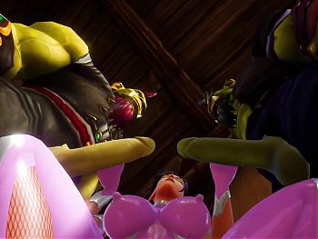 Elf has a Threesome with Two Orcs : Warcraft Porn Parody